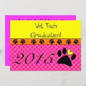Vet Tech Graduation Invitations Polka Dots Kaart (Voorkant / Achterkant)