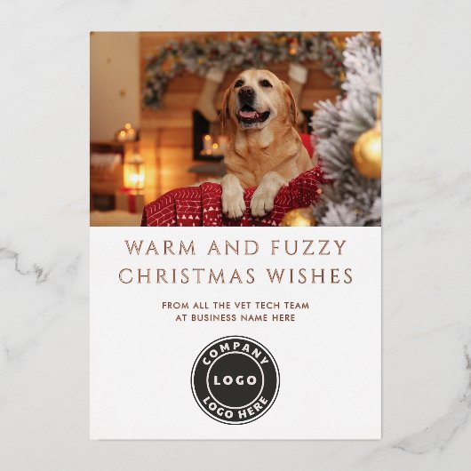 Vet Tech Hond Foto Zakelijke Logo Folie Feestdagenkaart (Voorkant)