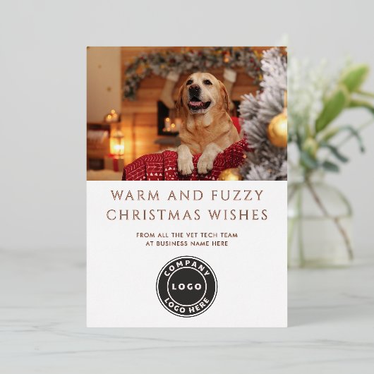 Vet Tech Hond Foto Zakelijke Logo Folie Feestdagenkaart (Staand Voorkant)