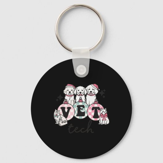 Vet Tech Kerstmis Dierenarts Specialist Sleutelhanger (Voorkant)