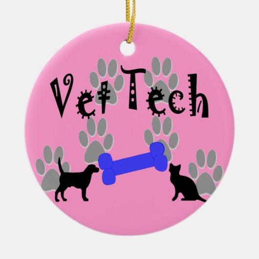 Vet Tech-kerstsierpoten en -Botten Keramisch Ornament (Voorkant)