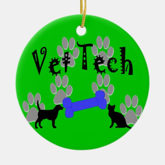 Vet Tech-kerstversiering Keramisch Ornament (Voorkant)