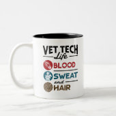 Vet Tech Life Blood Sweat and Hair Tweekleurige Koffiemok (Links)