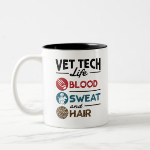 Vet Tech Life Blood Sweat and Hair Tweekleurige Koffiemok