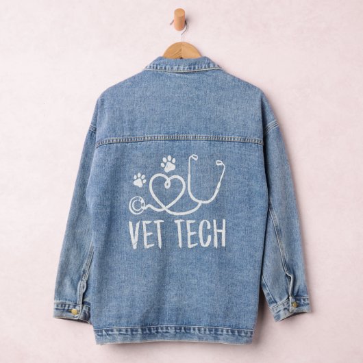 Vet Tech Love Animals Pw Print  Vettechlif Denim Jacket (Hangar)