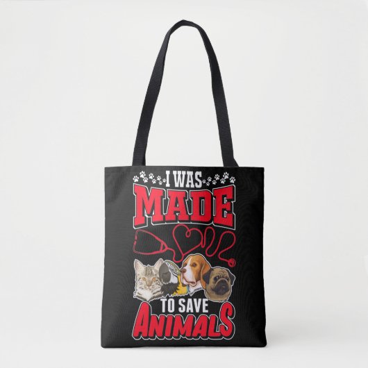 Vet Tech Love Animals Veterinarian Tote Bag (Voorkant)