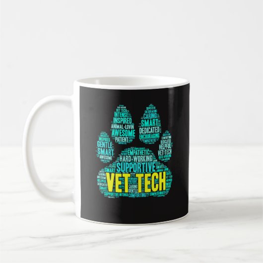 Vet Tech-Mok - Cool Word Cloud for Dierenartsen Koffiemok (Links)