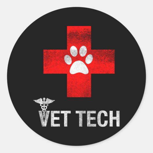 Vet Tech noodlijdende stijl Vet Tech Ronde Sticker (Voorkant)