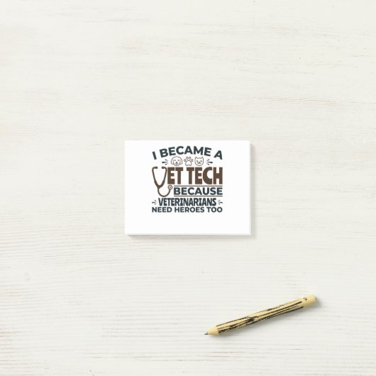 Vet Tech omdat dierenartsen ook helden nodig hebbe Post-it® Notes (Op bureau)