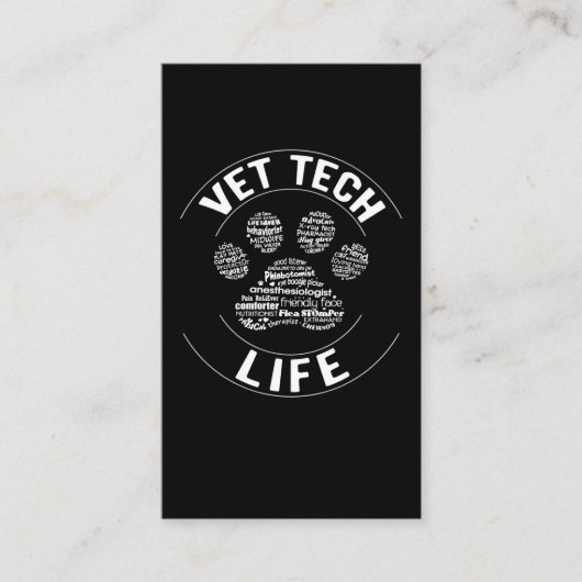 Vet Tech Paw Veterinaire Technicus Visitekaartje (Voorkant)