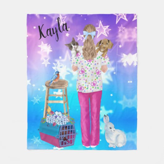 Vet Tech Personalized Cat, Dog, Bird, Bunny Fleece (Voorkant)