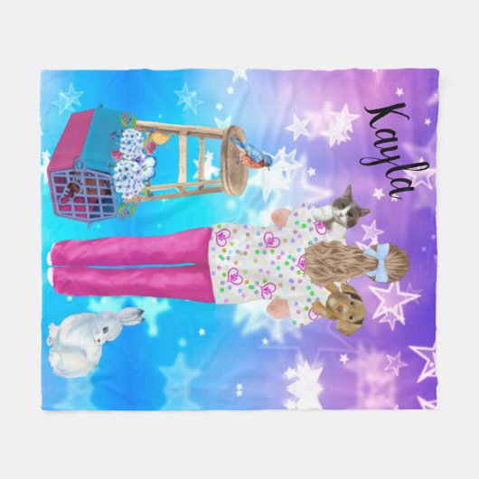 Vet Tech Personalized Cat, Dog, Bird, Bunny Fleece (Voorkant (Horizontaal))