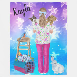 Vet Tech Personalized Cat, Dog, Bird, Bunny Fleece Deken