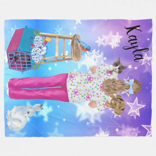 Vet Tech Personalized Cat, Dog, Bird, Bunny Fleece Deken (Voorkant (Horizontaal))