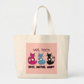 Vet Tech SPAY NEUTER ADOPT Black Cats Design Grote Tote Bag (Voorkant)