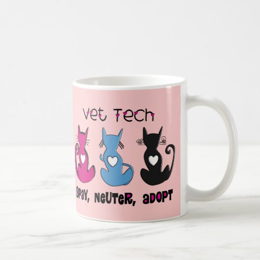 Vet Tech SPAY NEUTER ADOPT Black Cats Design Koffiemok (Rechts)