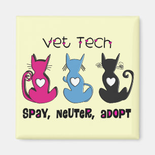 Vet Tech SPAY NEUTER ADOPTEER Black Cats Design Magneet