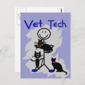 Vet Tech Stick Persoon met zwarte katten Briefkaart (Voorkant / Achterkant)