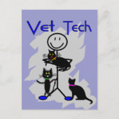 Vet Tech Stick Persoon met zwarte katten Briefkaart (Voorkant)