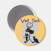 Vet Tech Stick Persoon met zwarte katten Magneet (Voorkant / Achterkant)