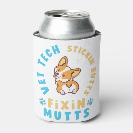 Vet Tech Stickin' Butts and Fixin' Mutts Blikjeskoeler (Blikje Voorkant)
