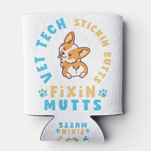 Vet Tech Stickin' Butts and Fixin' Mutts Blikjeskoeler (Achterkant)