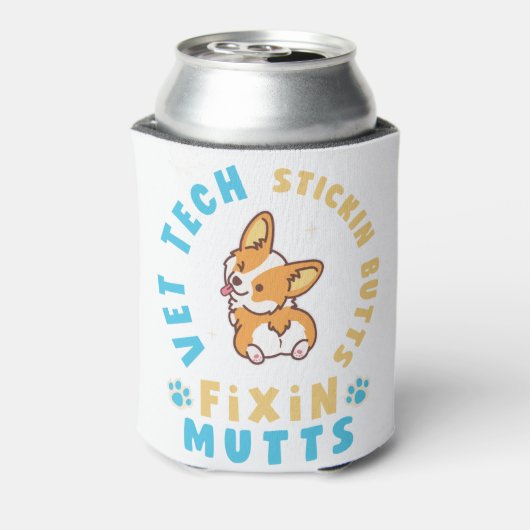 Vet Tech Stickin' Butts and Fixin' Mutts Blikjeskoeler (Blikje Achterkant)