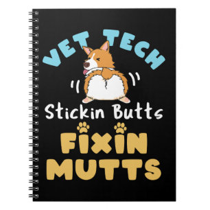 Vet Tech Stickin Butts en Fixin Mutts Notitieboek