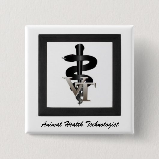Vet-tech-symbool, Diergezondheid Technoloog Vierkante Button 5,1 Cm (Voorkant)