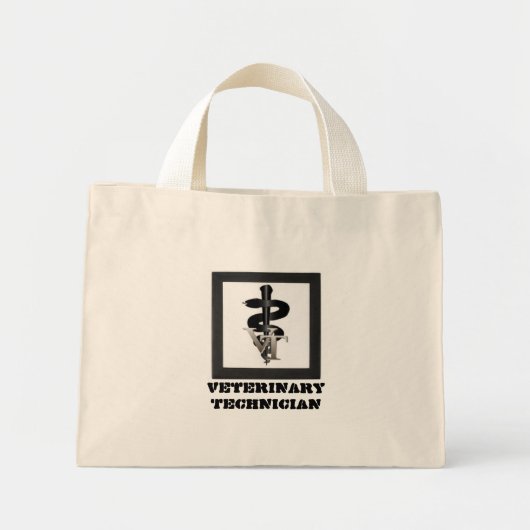 Vet-tech-symbool, veterinair technicus mini tote bag (Voorkant)