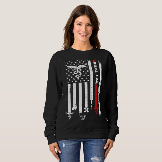 Vet Tech USA vlag Huisdieren Dierenarts Technicus Trui (Voorkant volledig)