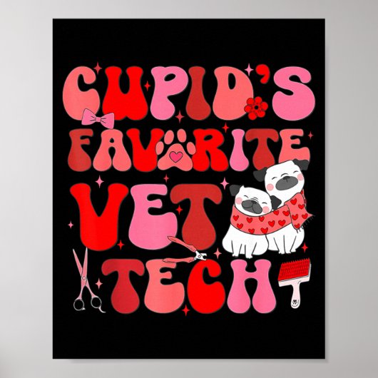 Vet Tech Valentines Day Veterinary Vet Student Vet Poster (Voorkant)