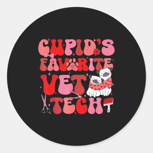 Vet Tech Valentines Day Veterinary Vet Student Vet Ronde Sticker (Voorkant)