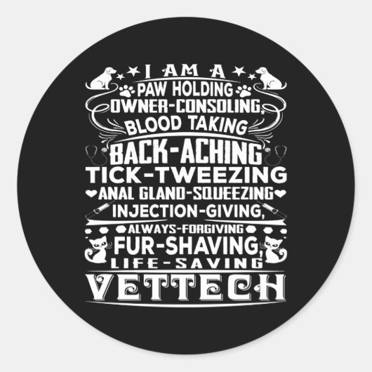 Vet Tech Vet Tech grijs klein Ronde Sticker (Voorkant)