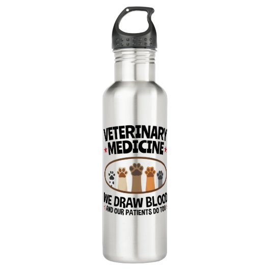 Vet Tech Veterinarian Funny Draw Blood Quote Waterfles (Voorkant)