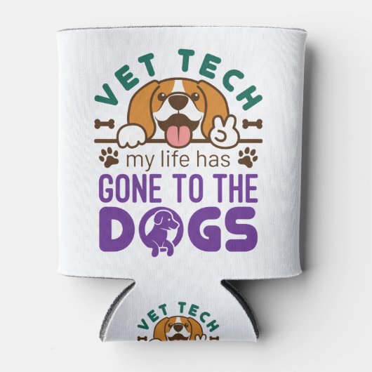 Vet Tech Veterinary Technology Life Gone to Dogs Blikjeskoeler (Voorkant)