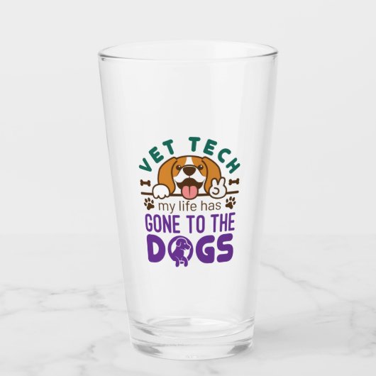 Vet Tech Veterinary Technology Life Gone to Dogs Glas (Voorkant)
