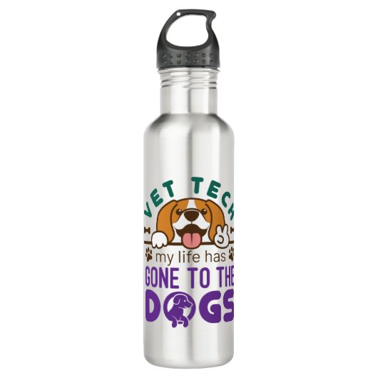 Vet Tech Veterinary Technology Life Gone to Dogs Waterfles (Voorkant)