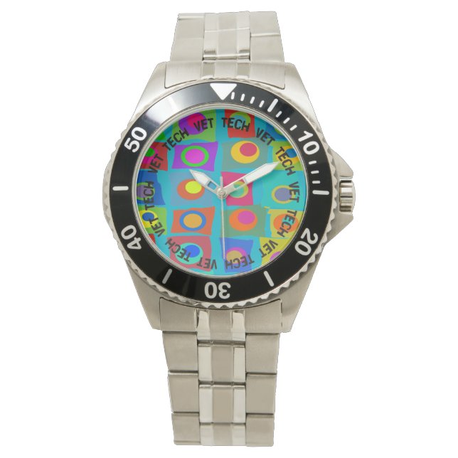 Vet Tech Watch Funky Abstract Design Blue Horloge (Voorkant)