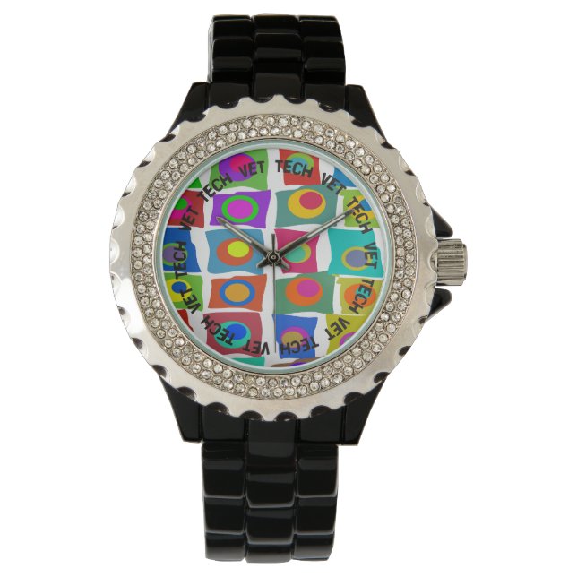 Vet Tech Watch Funky Abstract Design Horloge (Voorkant)