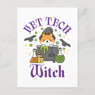 Vet Tech Witch Veterinary Technicier Halloween Briefkaart