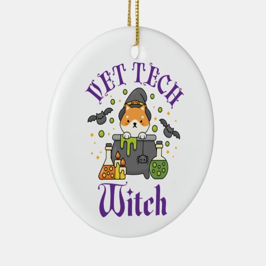 Vet Tech Witch Veterinary Technicier Halloween Keramisch Ornament (Rechts)