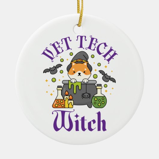 Vet Tech Witch Veterinary Technicier Halloween Keramisch Ornament (Voorkant)
