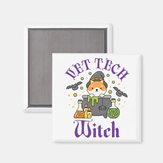 Vet Tech Witch Veterinary Technicier Halloween Magneet (Voorkant / Achterkant)