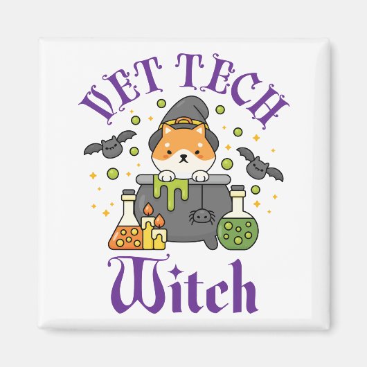 Vet Tech Witch Veterinary Technicier Halloween Magneet (Voorkant)