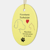 Vet Technician-Paw Prints op mijn hart #2-Geel Keramisch Ornament (Links)