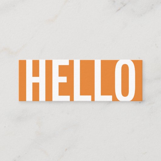 Vet tekst | Hallo (Oranje) Mini Visitekaartje (Voorkant)