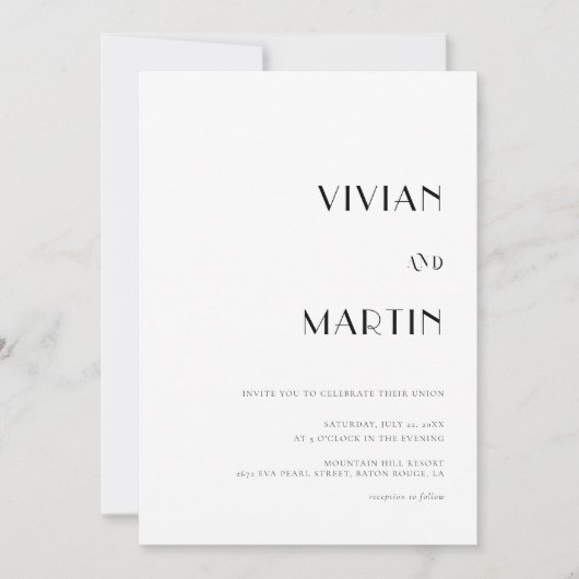 Vet Tekst Zwart-wit Bruiloft All-in-one QR Kaart (Voorkant)