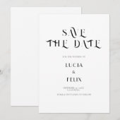 Vet Tekst Zwart & Wit Chic Modern Sla de datum op Kaart (Voorkant / Achterkant)