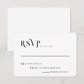 Vet Tekst Zwart-wit Chique Modern Bruiloft RSVP Kaart (Voorkant / Achterkant)